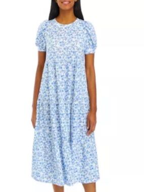 Light Blue Floral Midi Dress
